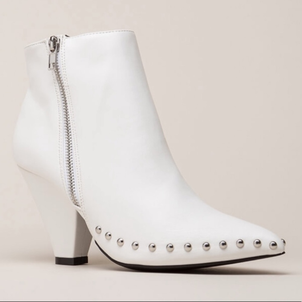 Studded White Booties Size 7 1/2